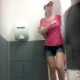 A hidden camera installed in a public restroom at a fast food restaurant records an attractive blonde woman taking a shit and then wiping her ass. About 2.5 minutes.
